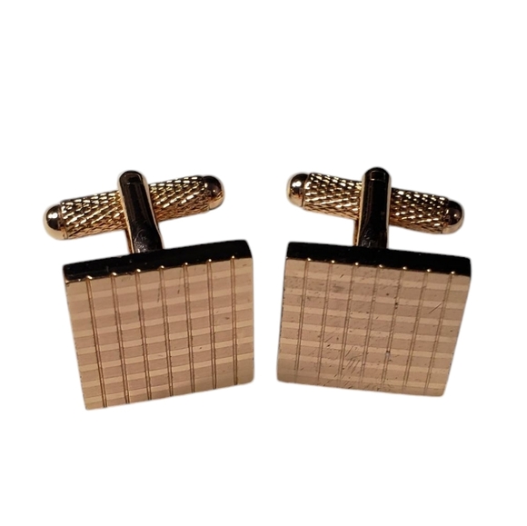 Cufflinks and Tie Clip Set Rose Gold Tone Metal Wedding Formal Tux - Picture 4 of 9